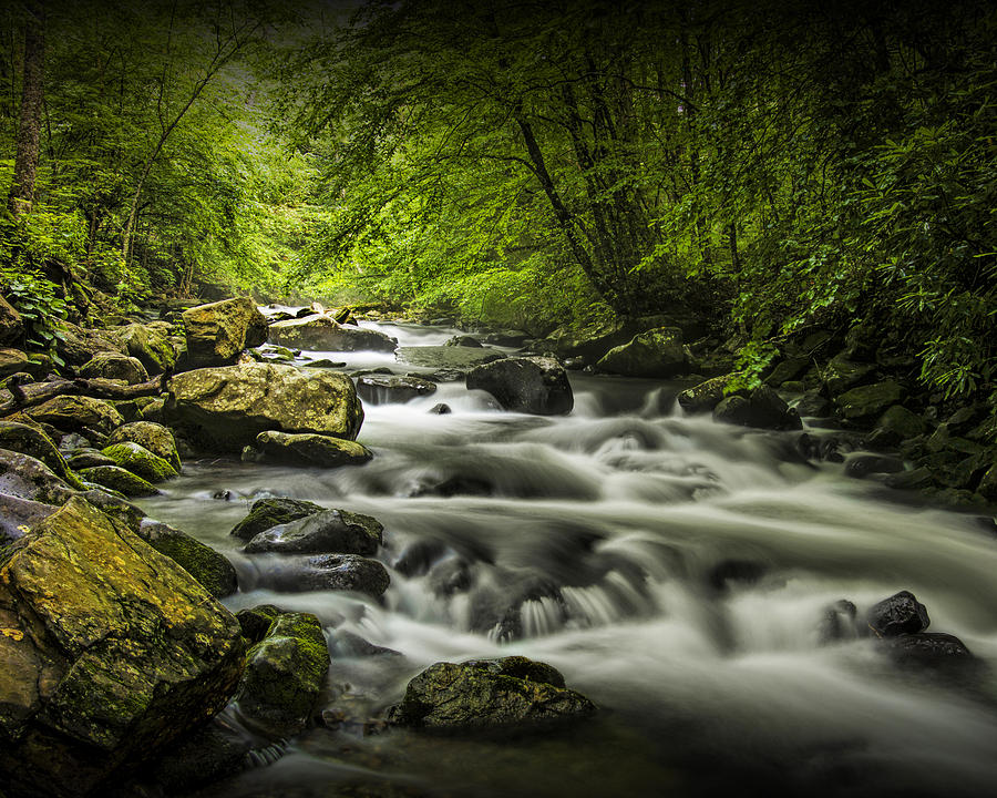 Flowing Water on the Oconaluftee River in The Smoky Mountains Photograph by Randall Nyhof
