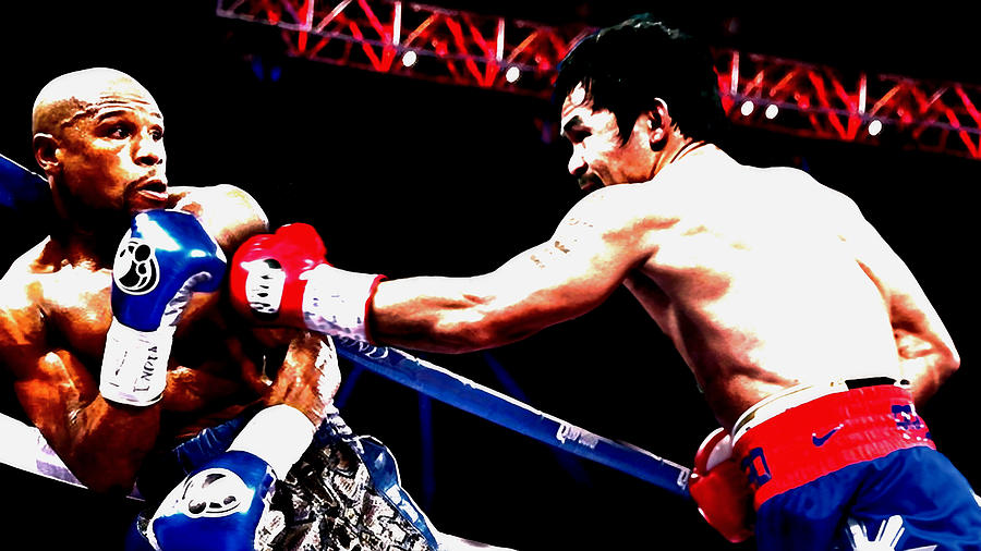 Manny Pacquiao Mixed Media - Floyd Mayweather And Manny Pacquiao Going At It by Brian Reaves Manny Pacquiao Mixed Media - Floyd Mayweather And Manny Pacquiao Going At It by Brian Reaves
