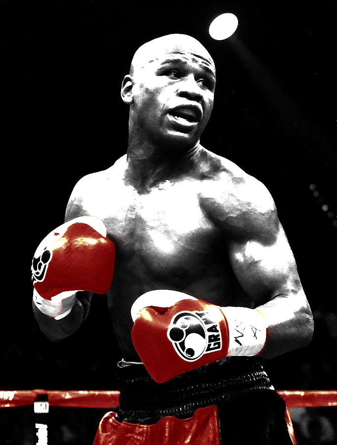 Floyd Mayweather Red Gloves Mixed Media by Brian Reaves