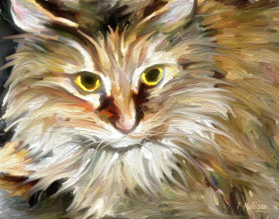 Cat Digital Art - Fluff Ball by Terry Mulligan