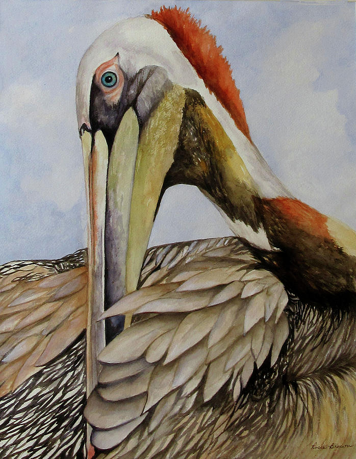 Pelican Painting - Fluffing My Feathers by Rosie Brown