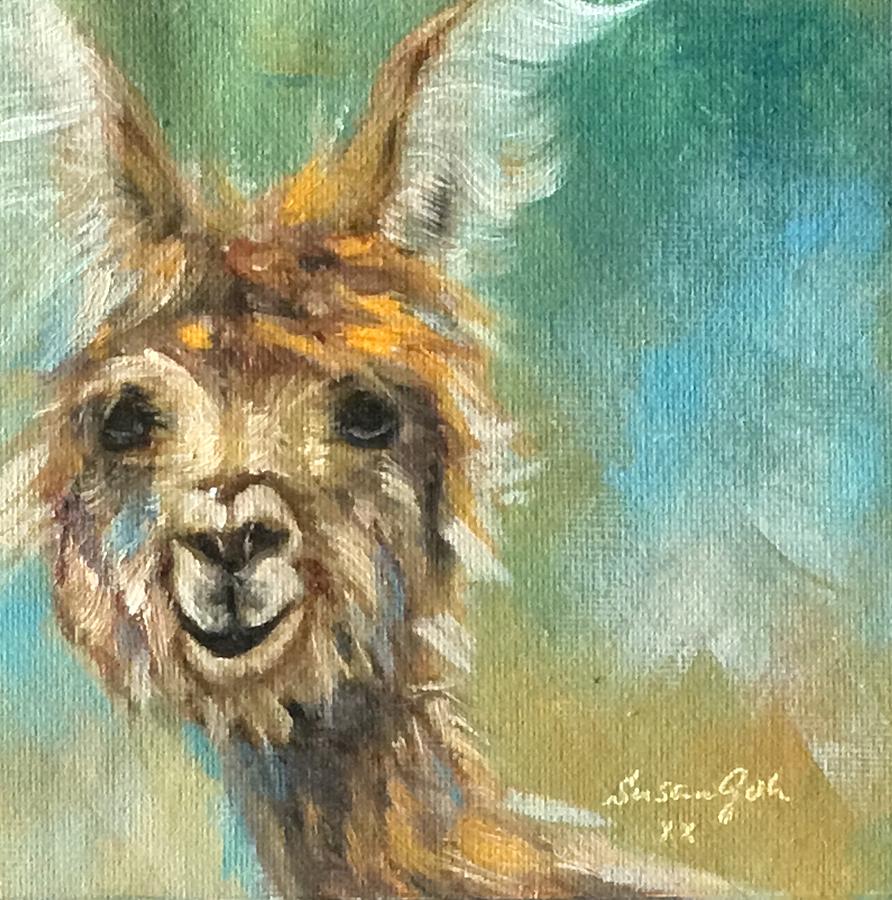 Fluffy Alpaca Painting by Susan Goh