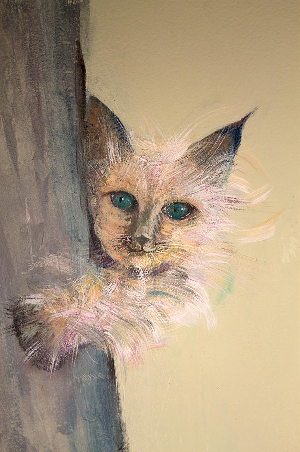 Fluffy cat from mural Painting by John Scholey - Fine Art America