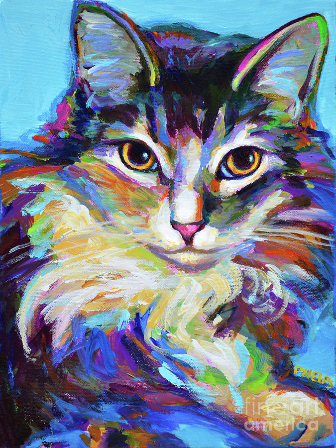 Fluffy Cat Painting by Robert Phelps - Fine Art America