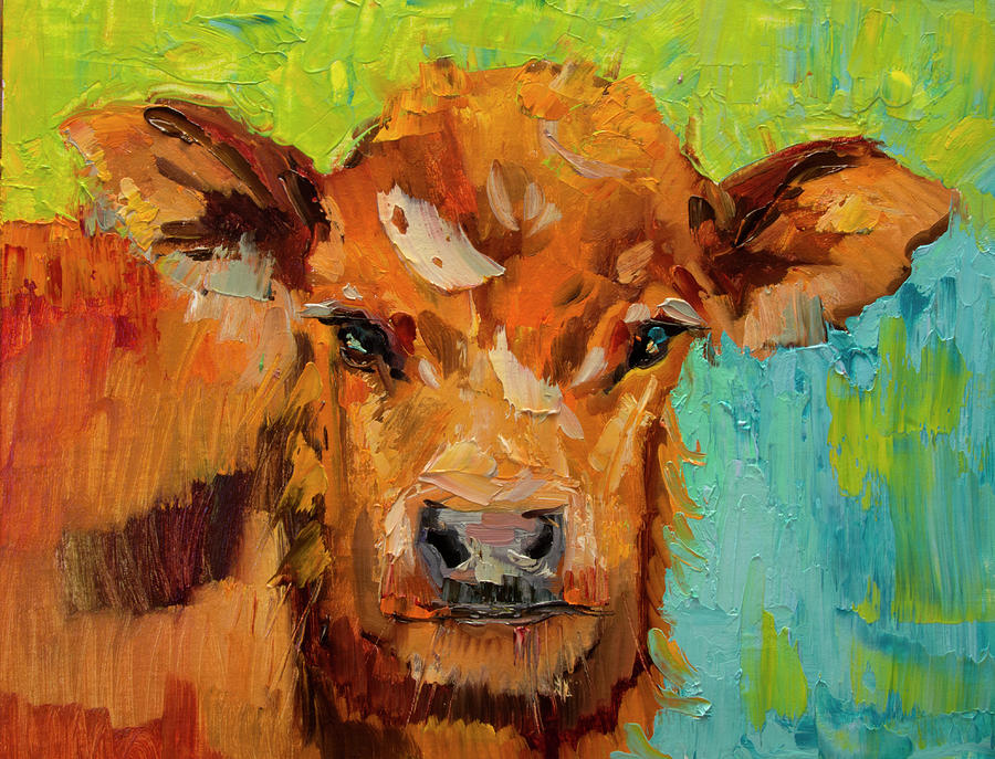 Fluffy Cow Painting by Diane Whitehead