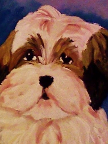 Fluffy dog Painting by Christy Saunders Church