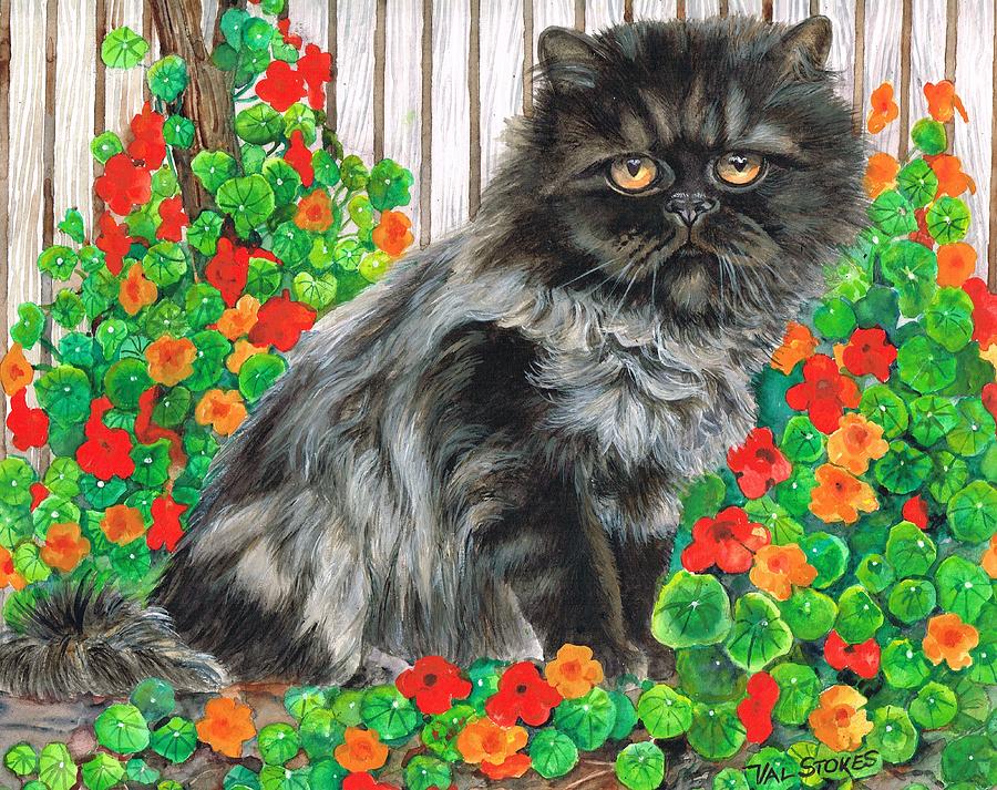 Fluffy Persian Painting by Val Stokes