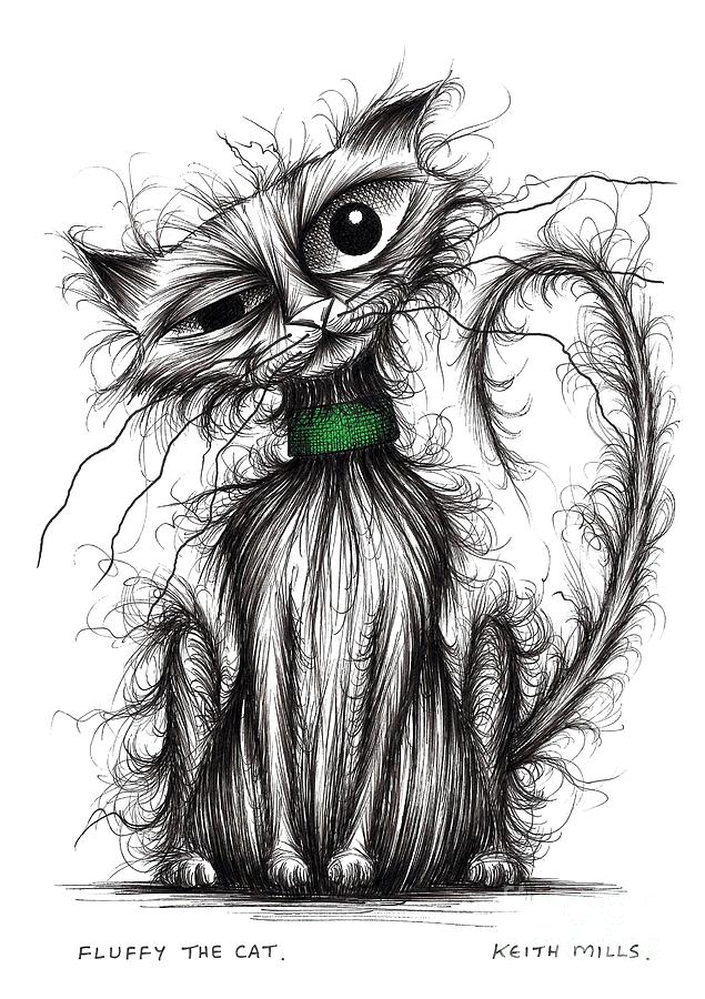 Fluffy the cat Drawing by Keith Mills