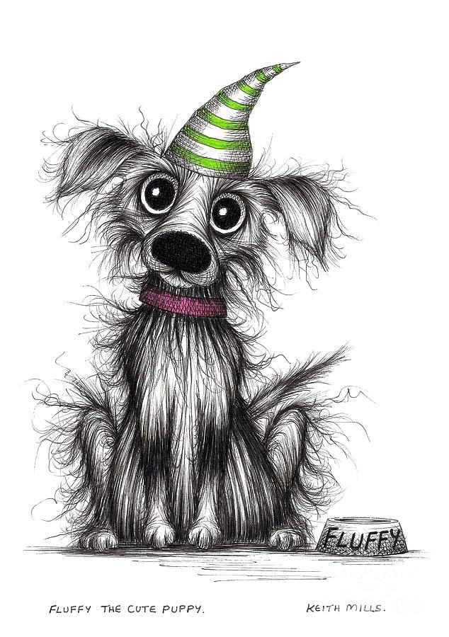 Fluffy the cute puppy Drawing by Keith Mills