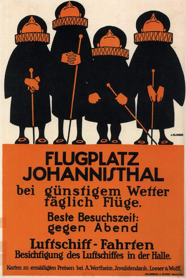 Vintage Mixed Media - Flugplatz Johannisthal - Airfiled - Airshow - Airship - Retro travel Poster - Vintage Poster by Studio Grafiikka