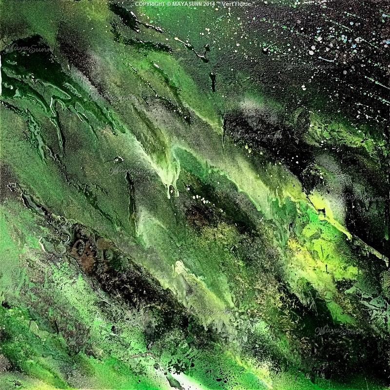 FLuid Green Painting by MayaSunn Artist - Fine Art America