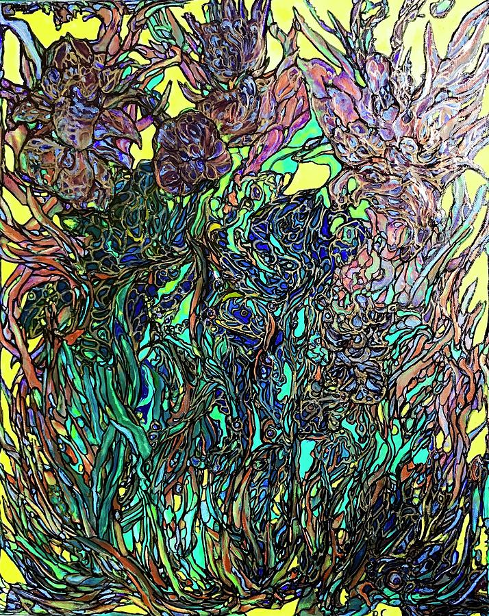 Fluid Irises Mixed Media by Rae Chichilnitsky | Fine Art America