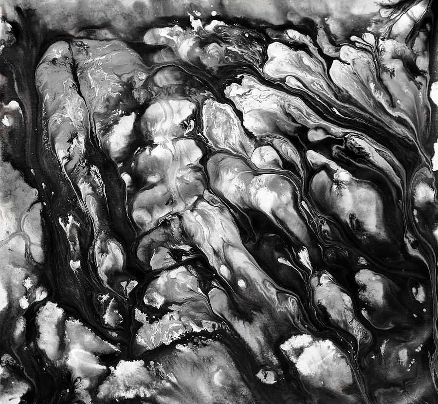 Black And White Painting - Fluidity Series No. 8 by Sumit Mehndiratta