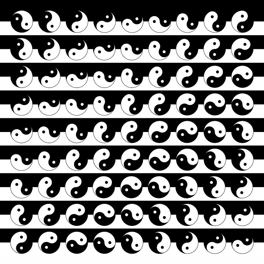 Fluidity - Yin Yang Art Pattern Decor Black and White Digital Art by Menega Sabidussi