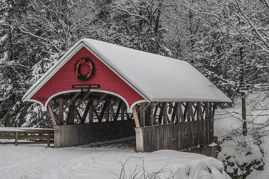Flume Covered Bridge in Winter Photograph by White Mountain Images