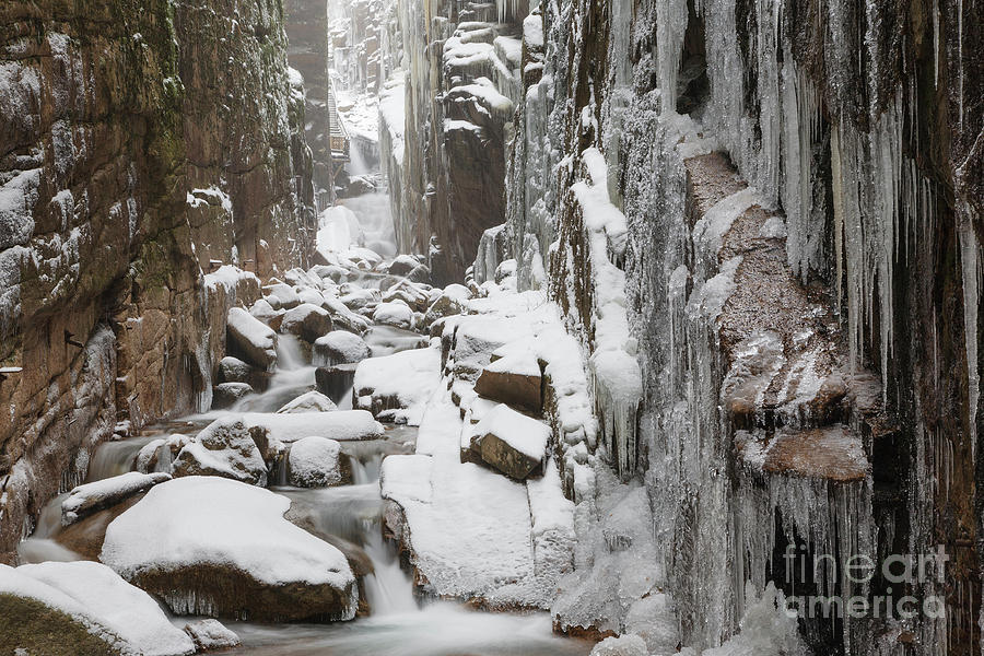 Winter Photograph - Flume Gorge - Franconia Notch State Park, New Hampshire  by Erin Paul Donovan