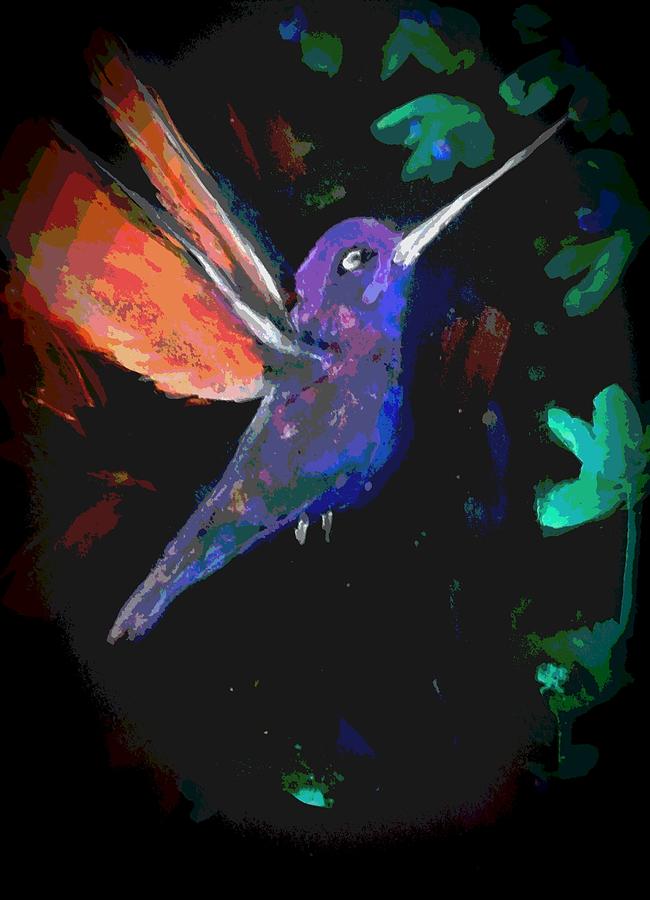 Fluorescent Hummingbird  Mixed Media by Stacie Siemsen