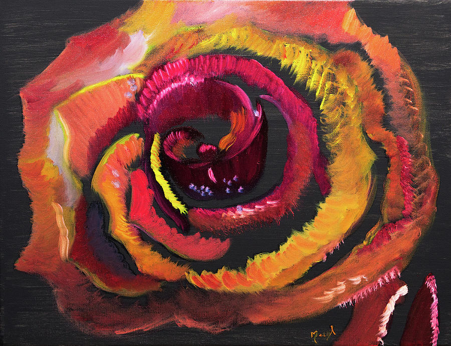 Fluorescent Rose Painting by Meryl Goudey
