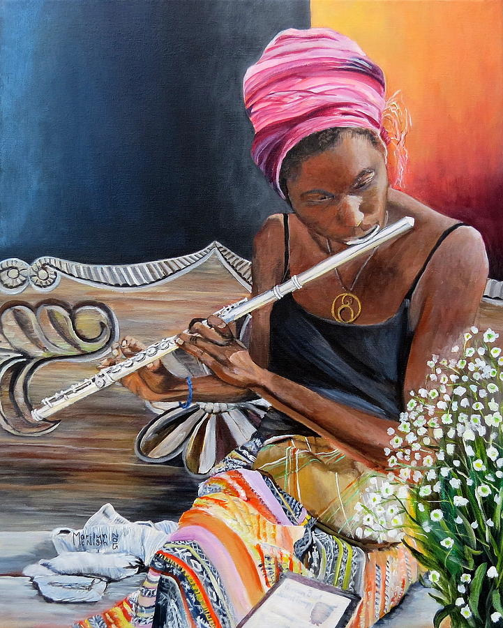 Flute Player Painting by Marilyn McNish