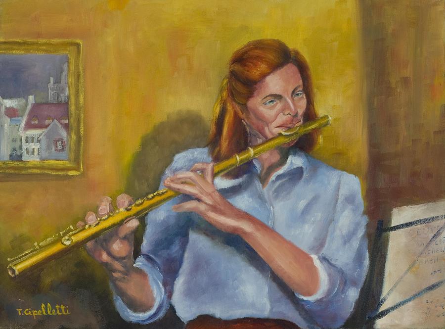 Flutist In Blue Painting By Terry Cipelletti - Fine Art America