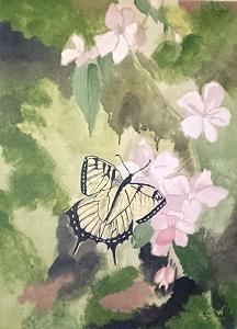 Botanical Painting - Flutterfly Dreams Original by Christine Ward Botanical Painting - Flutterfly Dreams Original by Christine Ward