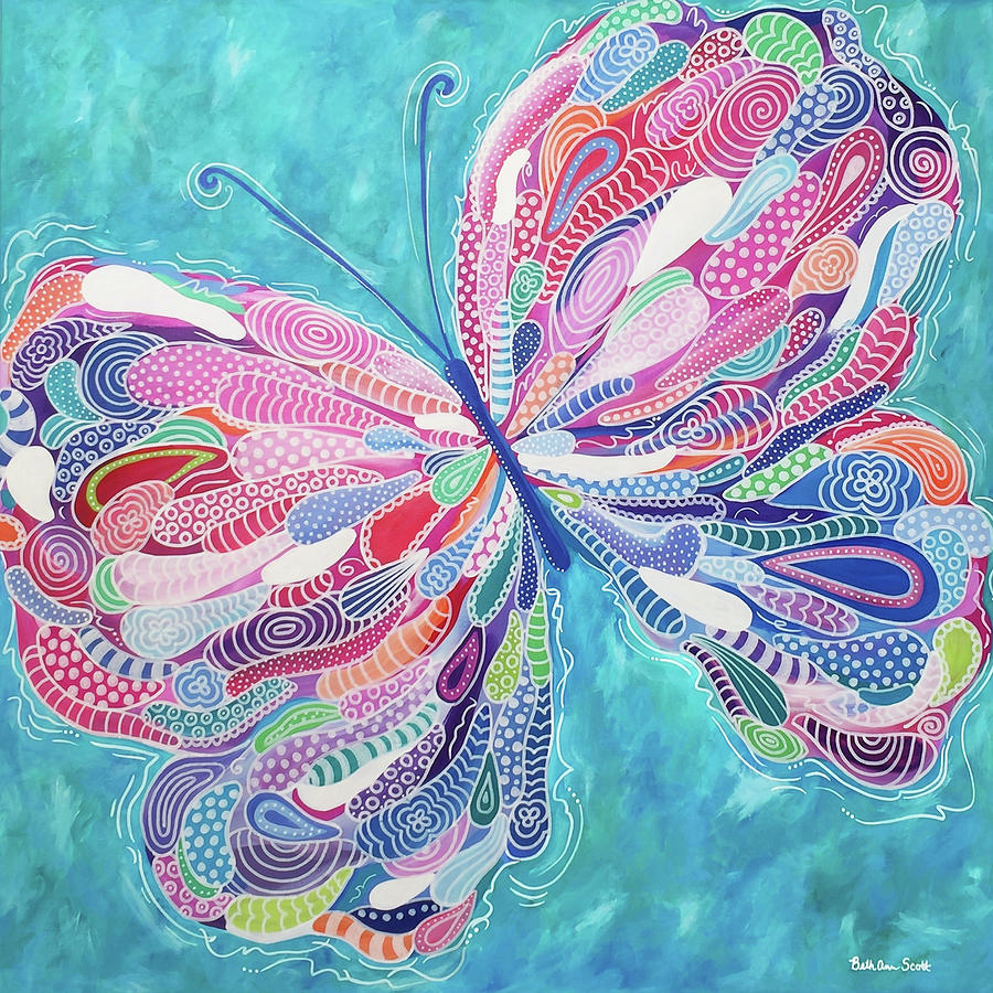 Fluttering Jewel Painting by Beth Ann Scott