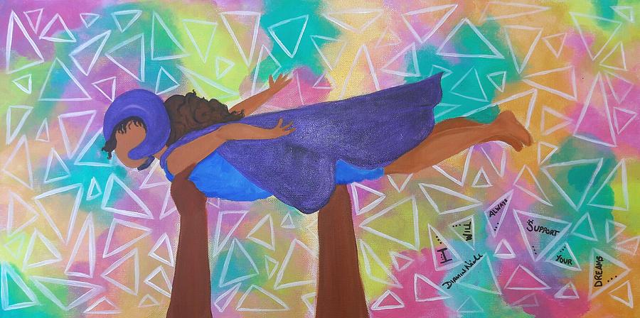 Fly Baby Girl Painting by Diamin Nicole