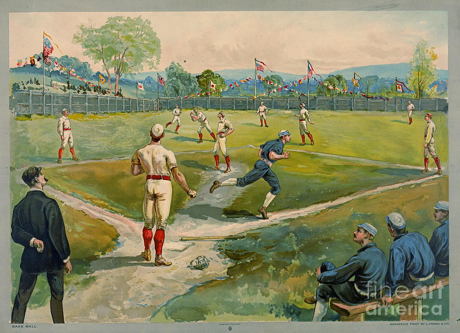 Baseball Photograph - Fly Ball 1887 by Padre Art