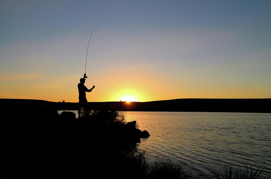 Fly Casting at Sunset - 0599 Photograph by Jon Friesen