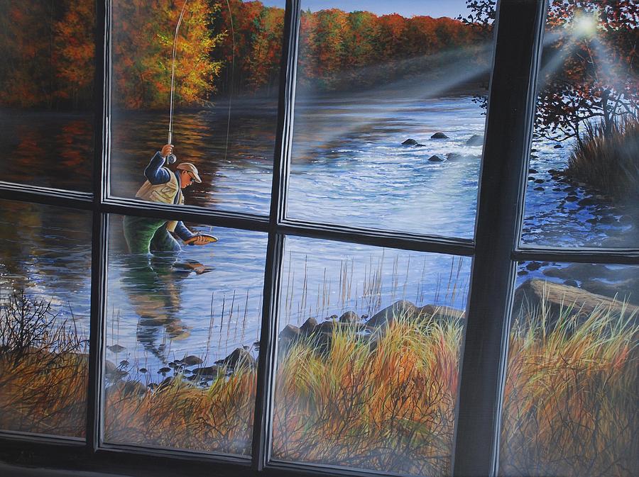 Fly Fisher Painting by Anthony J Padgett