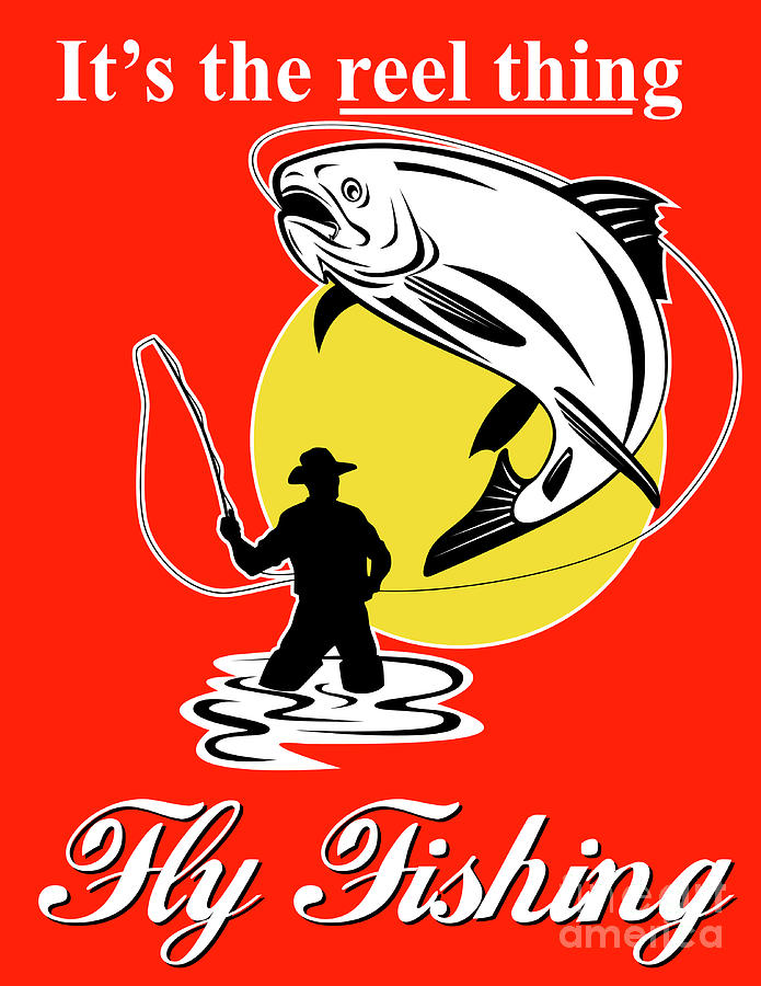 Trout Digital Art - Fly fisherman catching trout by Aloysius Patrimonio