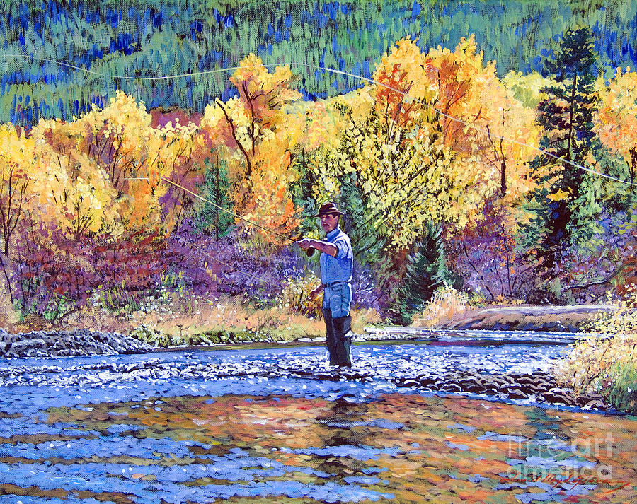 Sports Painting - Fly Fishing by David Lloyd Glover