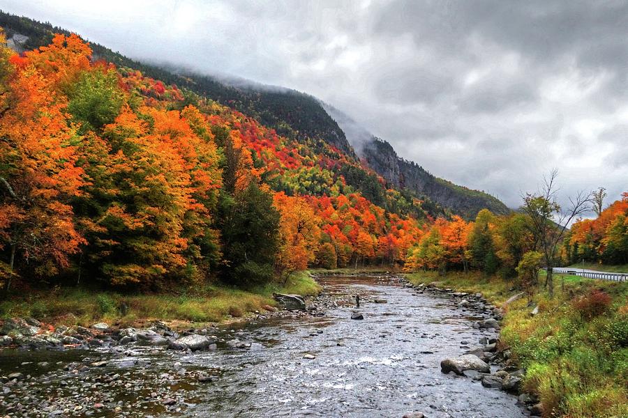 Fly Fishing In The Fall Foliage Wilmington Ny Adirondacks Misty Day ...