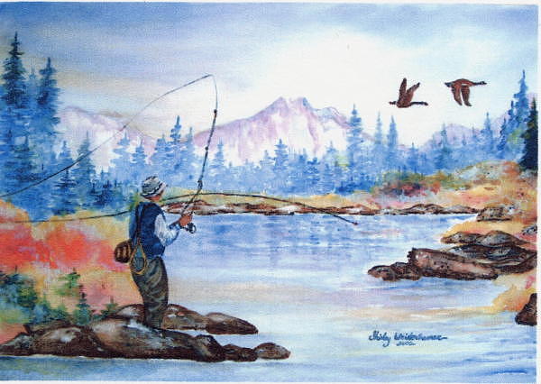 Fly Fishing Painting by Shirley Weidenhamer - Fine Art America