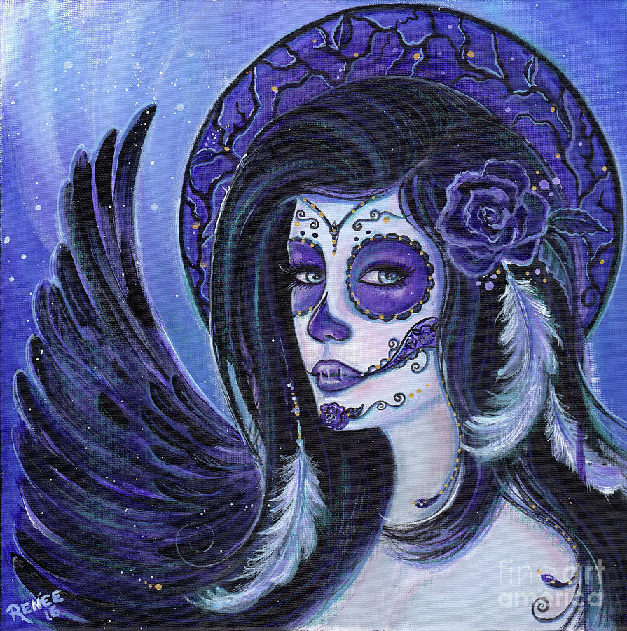 Day Of The Dead Painting - Fly to me by Renee Lavoie