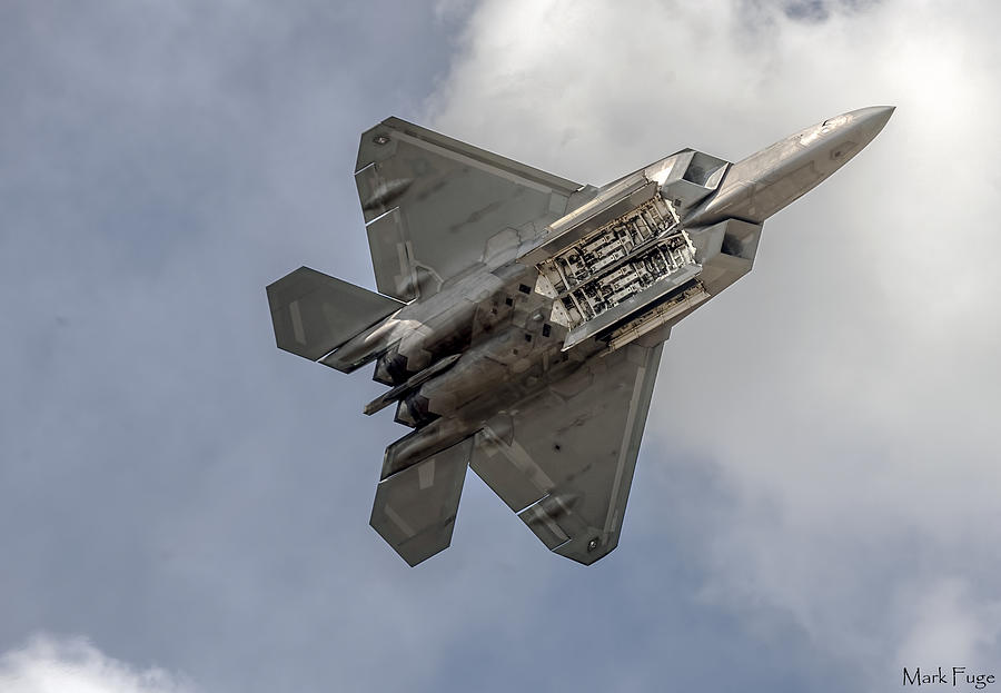 Flyby F-22 Raptor With Open Ordinance Bay Photograph by Mark Fuge - Pixels