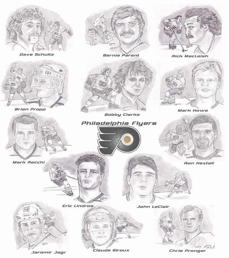 Flyer Greats Drawing by Chris DelVecchio