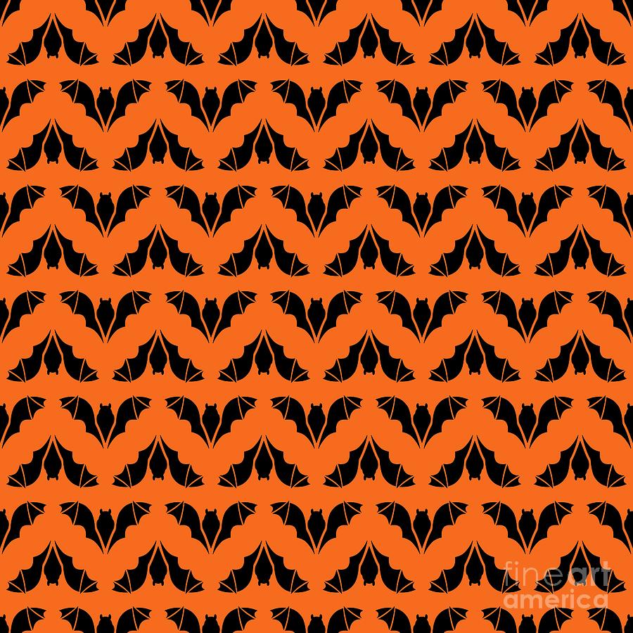 Flying Bats Pattern Black Digital Art by MM Anderson