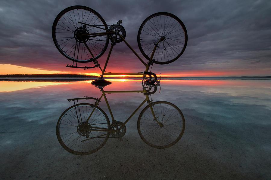 Flying Bicycle Sunset Photograph by Ron Wiltse