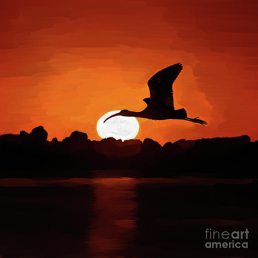 Flying bird and sunset Painting by Gull G - Pixels