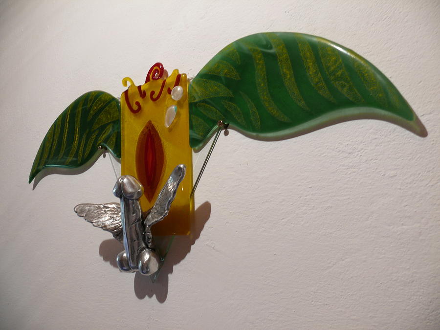Erotic Glass Art - Flying Cock with wet pussy by Igor Eugen Prokop