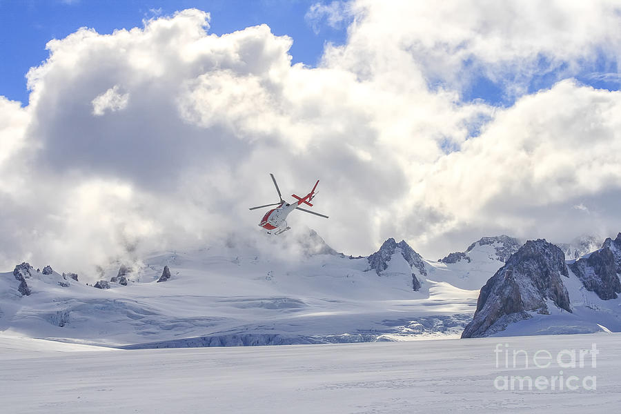Flying helicopter on glacier Photograph by Patricia Hofmeester