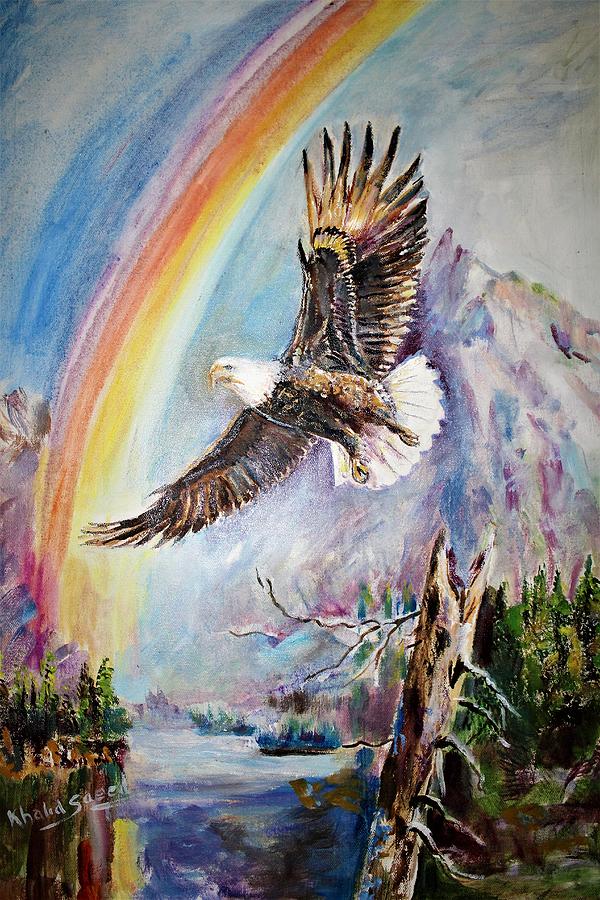 Wildlife Painting - Flying high by Khalid Saeed