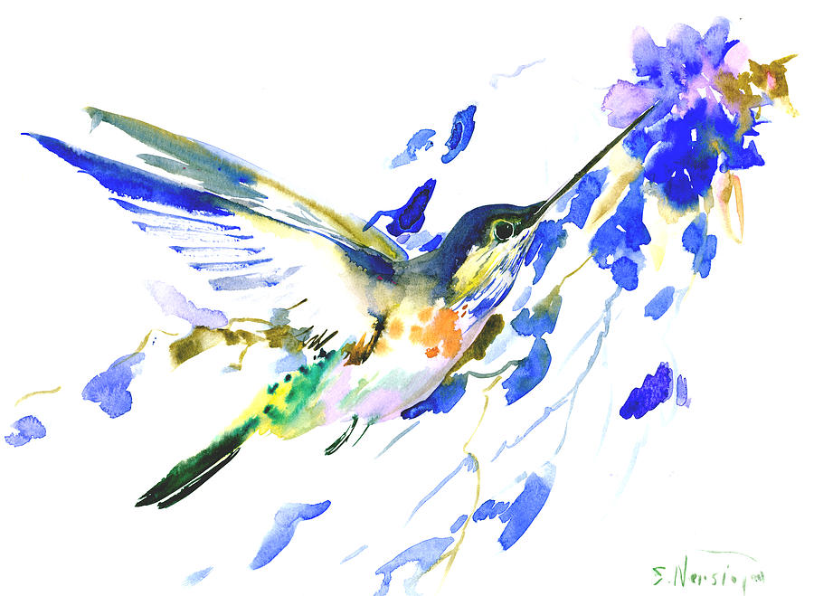 Flying Hummingbird Painting by Suren Nersisyan