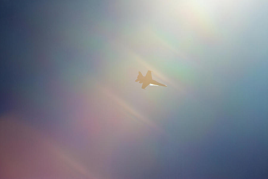 Fighter Jet Photograph - Flying In Sun Rays by Miroslava Jurcik