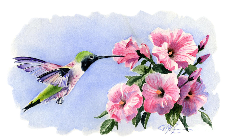 Hummingbird Painting - Flying Jewel by David Rogers