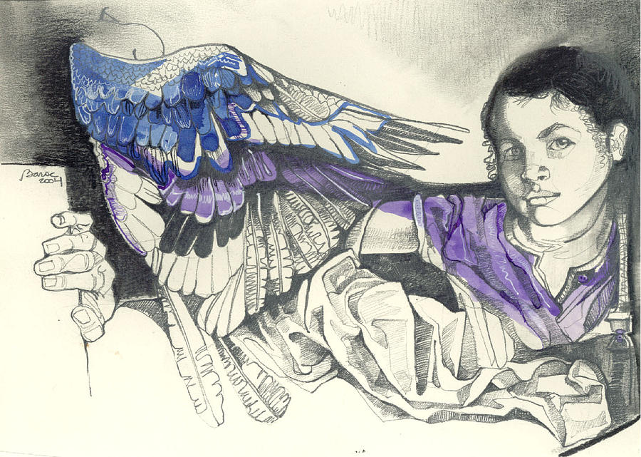 Flying Drawing by Lilian Barac Flying Drawing by Lilian Barac