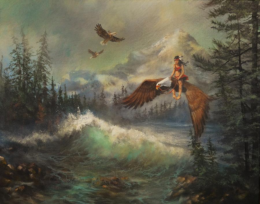 Flying On Eagles Painting by Tom Shropshire
