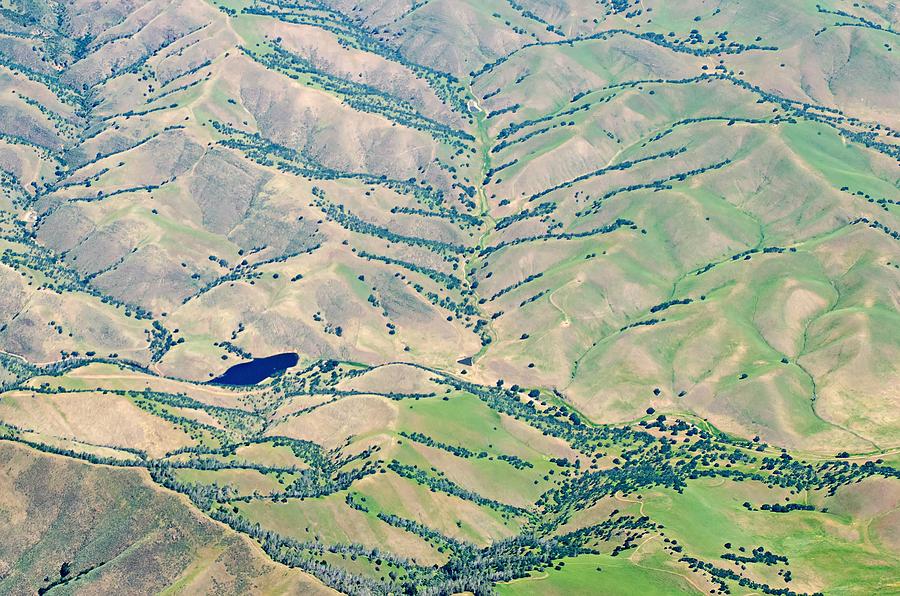 Flying Over California Hills And Valleys Photograph by Alex Grichenko