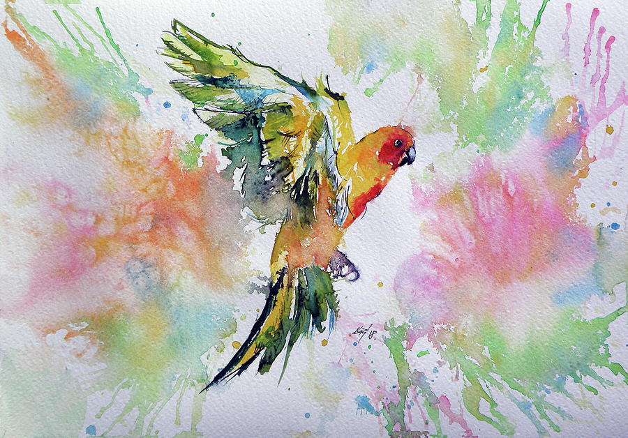 Flying parrot Painting by Kovacs Anna Brigitta